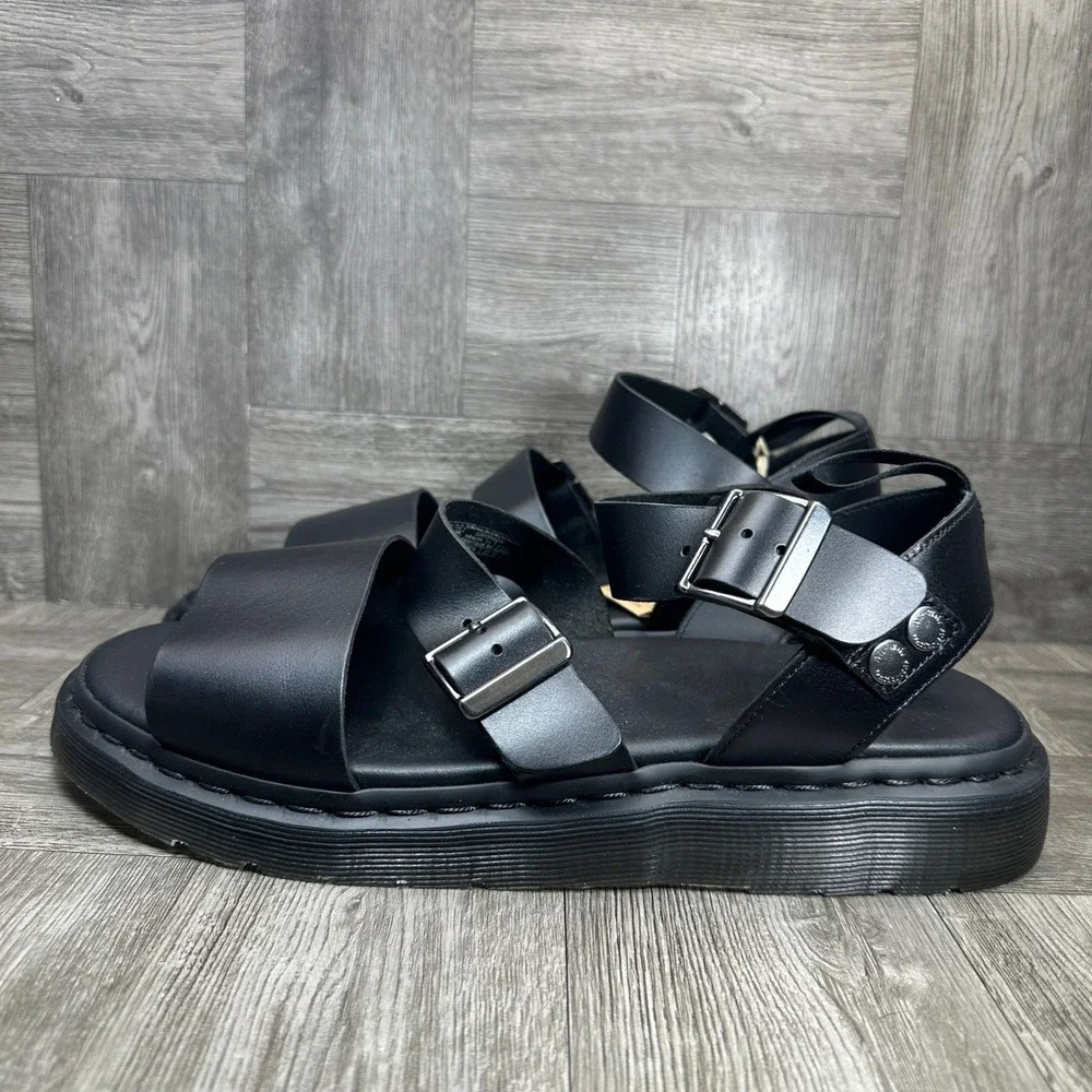 Dr. Martens Gryphon Sandals Mens 14 Black Leather Strappy Gladiator NEW